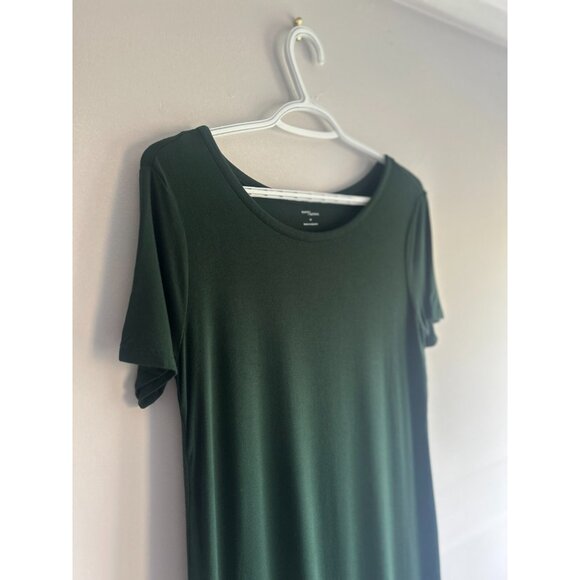Daily Ritual Short Sleeve Jersey Knit Maxi Dress Side Slit Forest Green Small - Picture 7 of 11